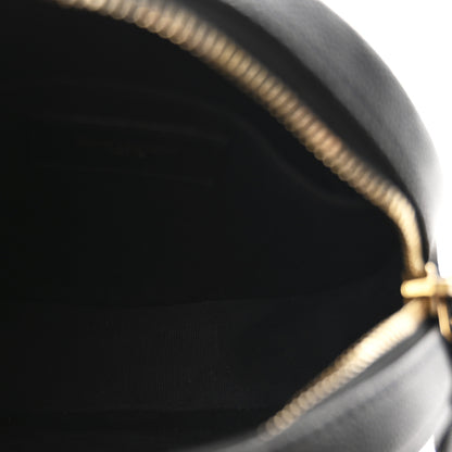 Saint Laurent Grain De Poudre Matelasse Chevron Quilted Round Vinyle Camera Bag Black 5 of 10