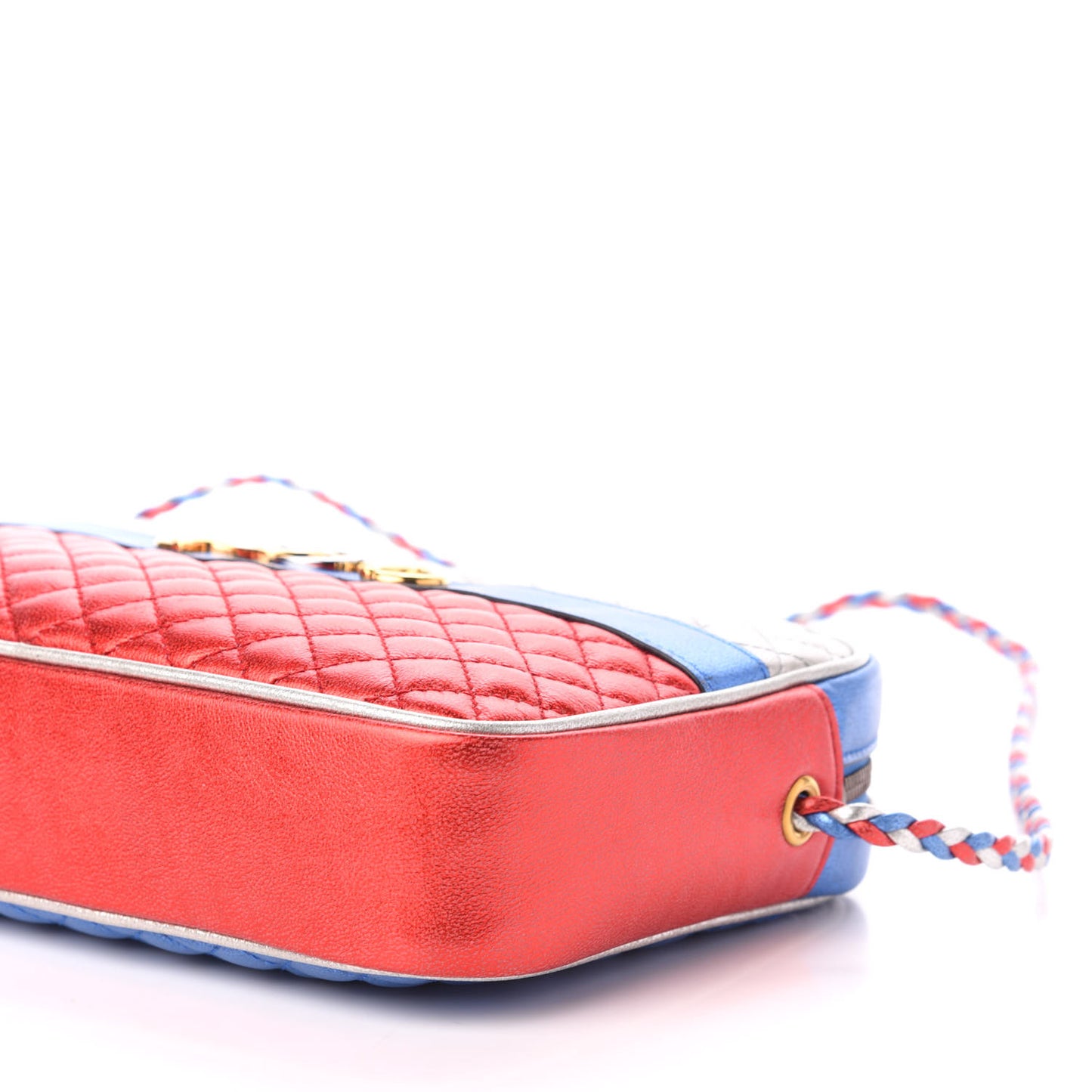 Laminated Nappa Trapuntata Small Zumi Shoulder Bag Rosso Marine Argento