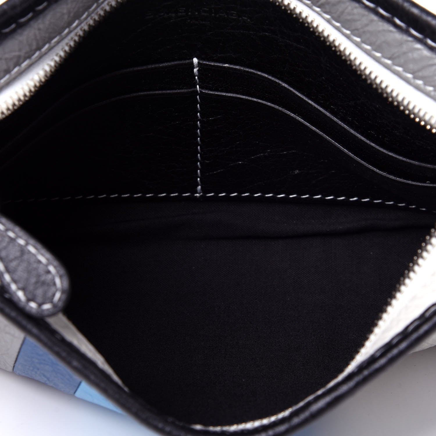 Balenciaga Veau Arena Multicolore Bazar Strap Clutch Bleu Gris White Black 9 of 17