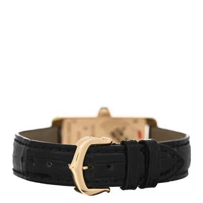 Cartier 18K Yellow Gold Alligator 19mm Tank Americaine Quartz Watch 3 of 5