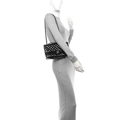 Chanel Patent Quilted Secret Label Medium Flap Black 2 of 11