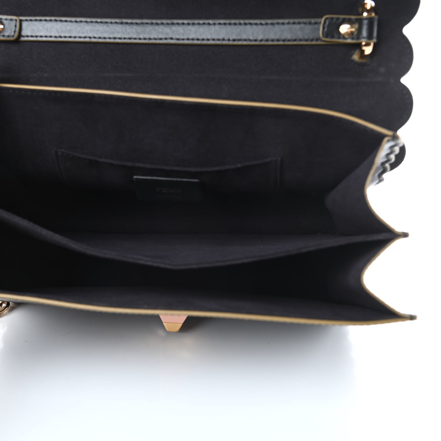 Fendi Vitello Liberty Scalloped Studded Kan I Shoulder Bag Black 5 of 11