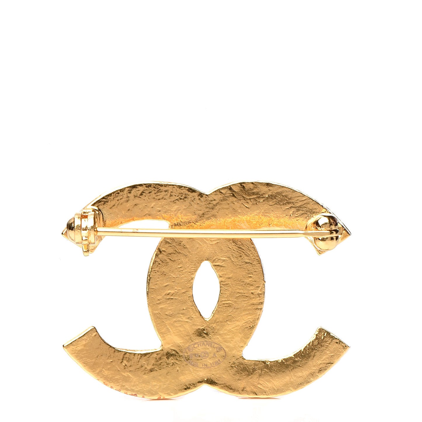 Gripoix Poured Glass Along The Nile CC Brooch Black Gold