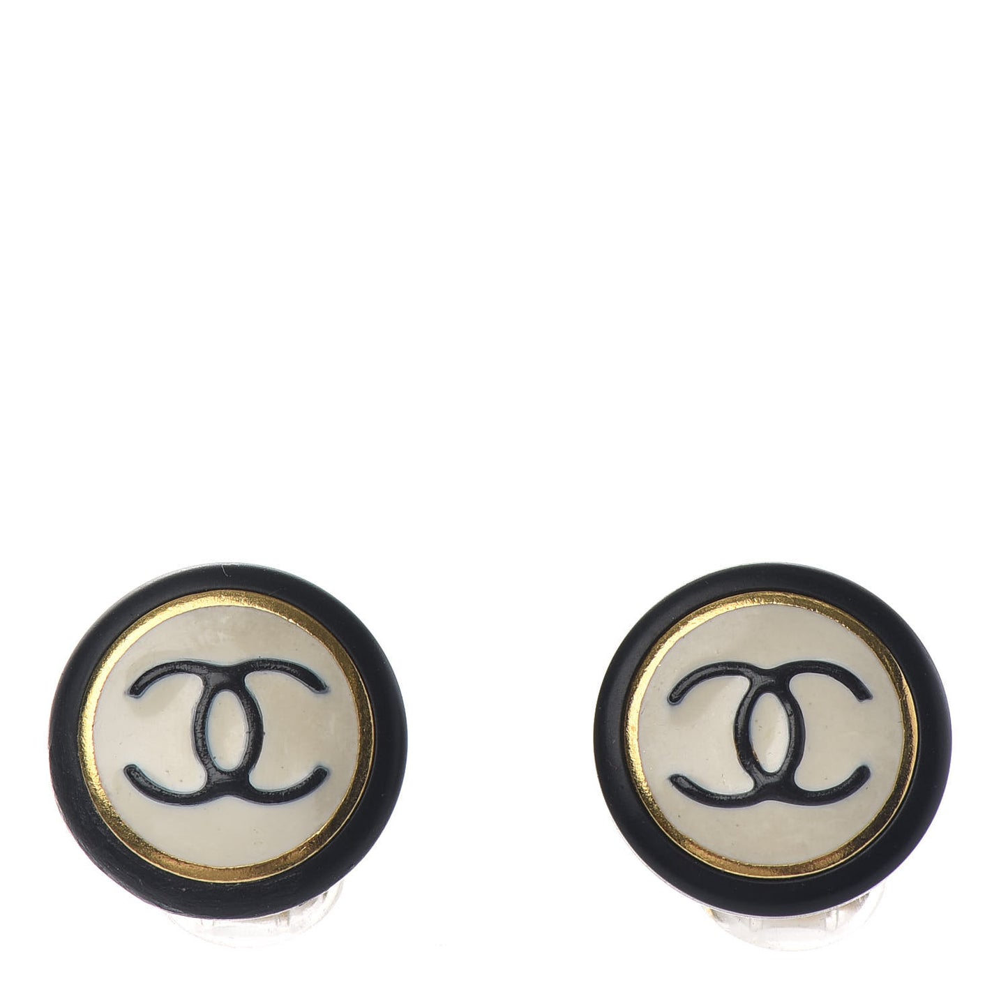 Resin CC Clip On Earrings Black White