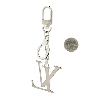 Louis Vuitton Metal Palladiium Finish LV Initiales Bag Charm Key Holder Silver 2 of 3