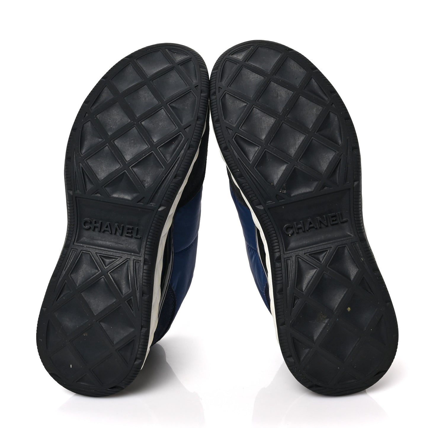 Nylon Suede Calfskin Womens Logo Sneakers 37.5 Blue Navy Dark Navy
