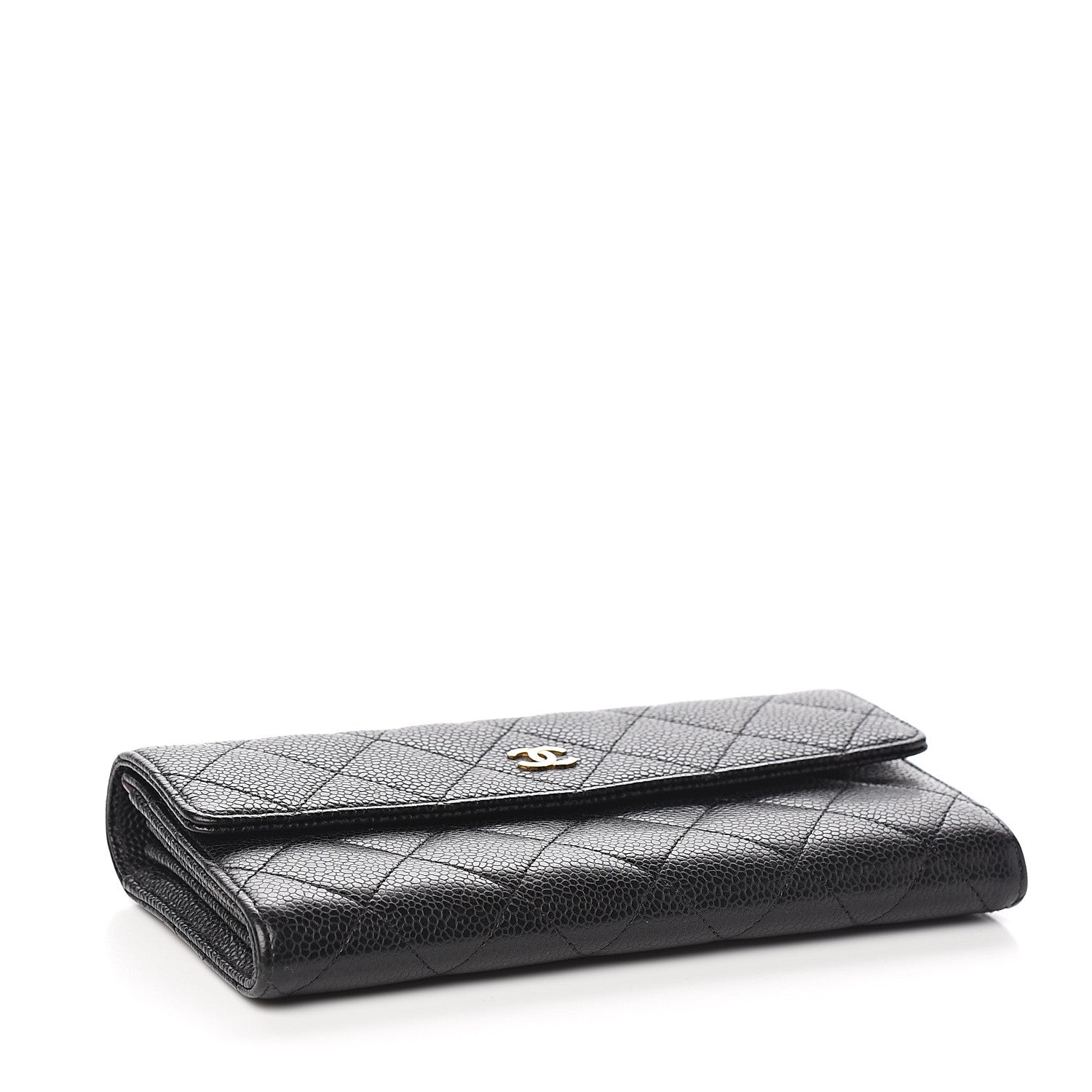 Chanel Caviar Quilted Large Gusset Flap Wallet Black 3 of 7