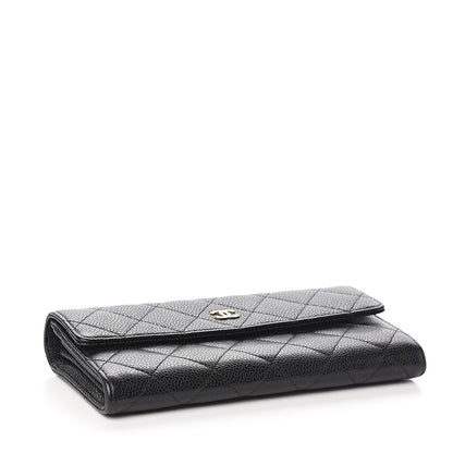 Chanel Caviar Quilted Large Gusset Flap Wallet Black 3 of 7