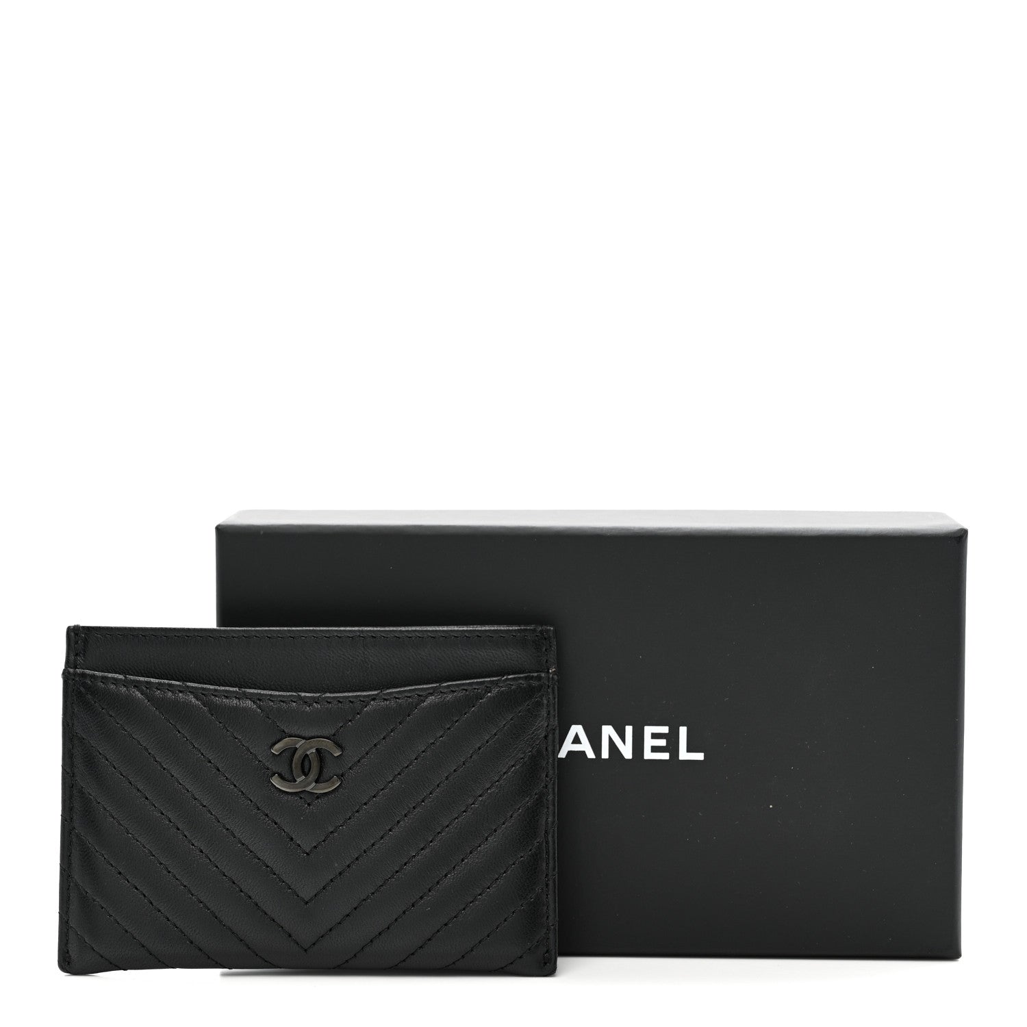Chanel Lambskin Chevron Quilted Card Holder So Black 8 of 8