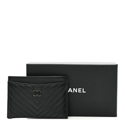Chanel Lambskin Chevron Quilted Card Holder So Black 8 of 8