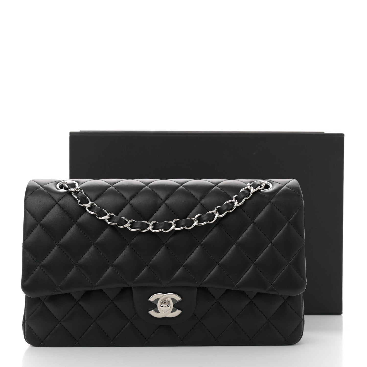 Chanel Lambskin Quilted Medium Double Flap Black 11 of 11
