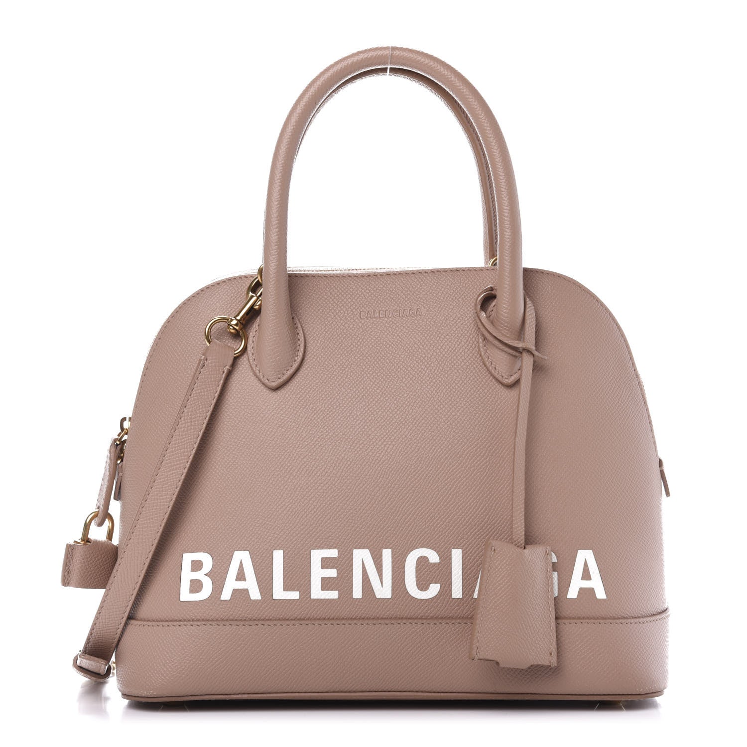 Balenciaga Signature Grained Calfskin Logo S Ville Top Handle Bag Nude Beige White 1 of 10