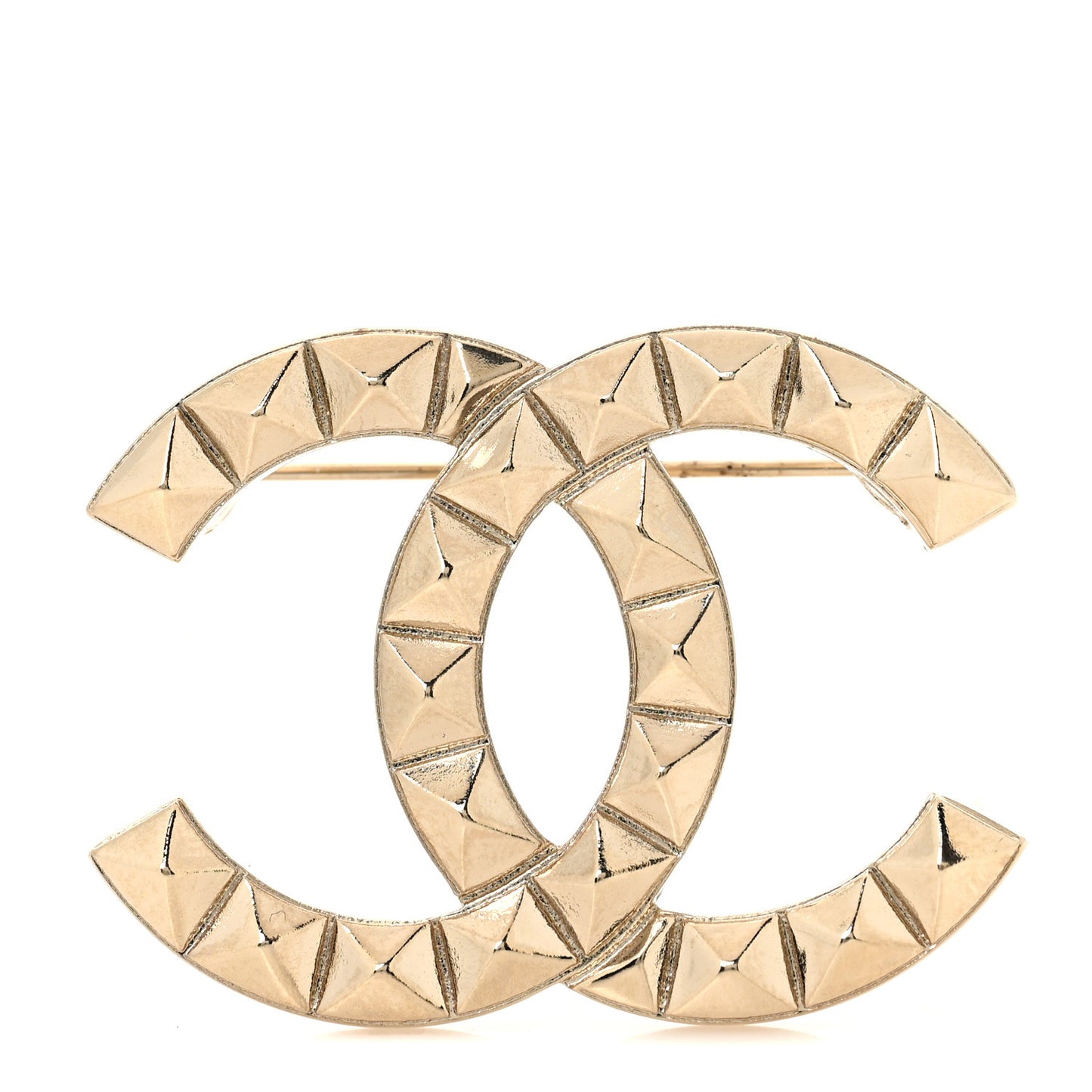 Studded CC Pin Brooch Gold