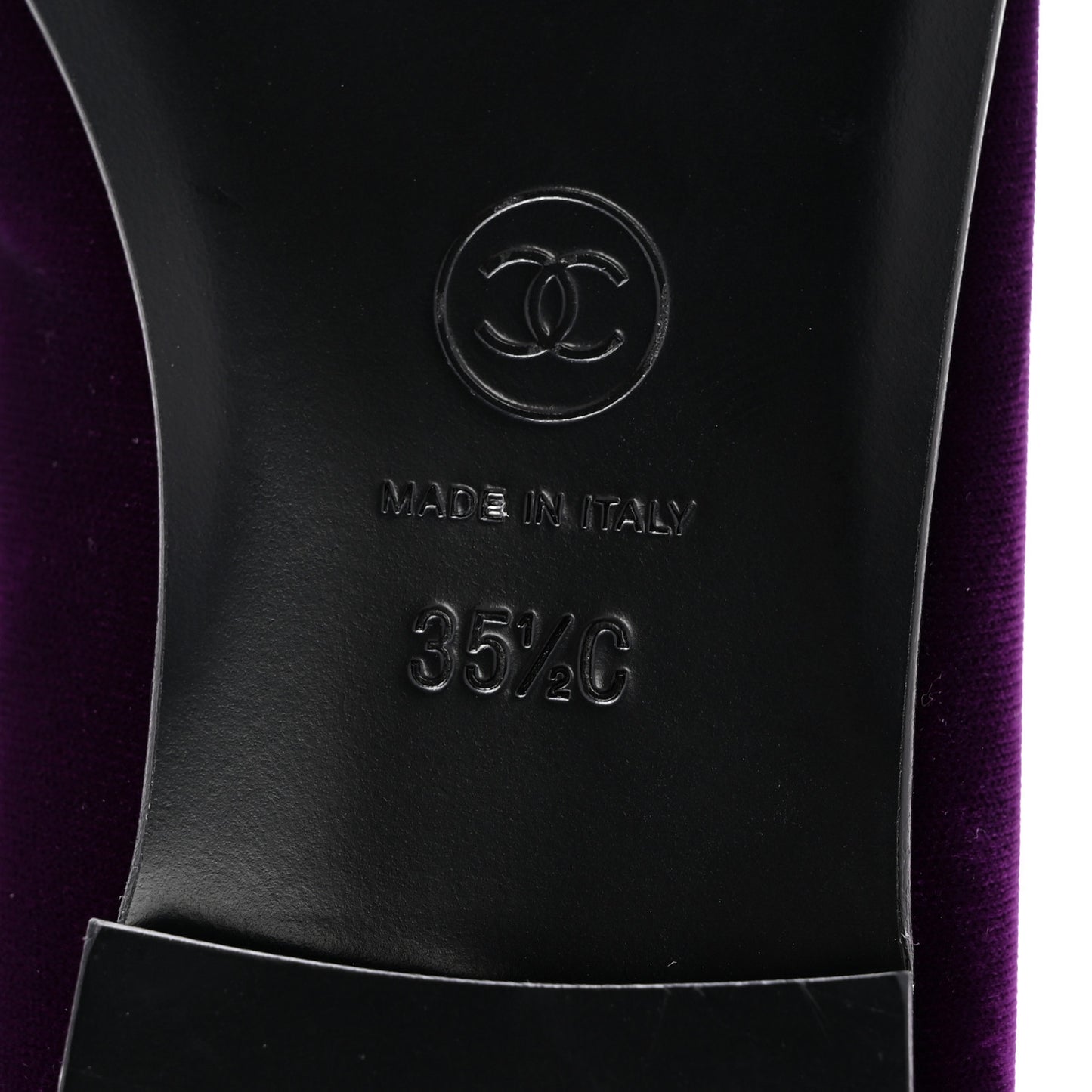 Velvet Cap Toe Ballerina Flats 35.5 Purple Black