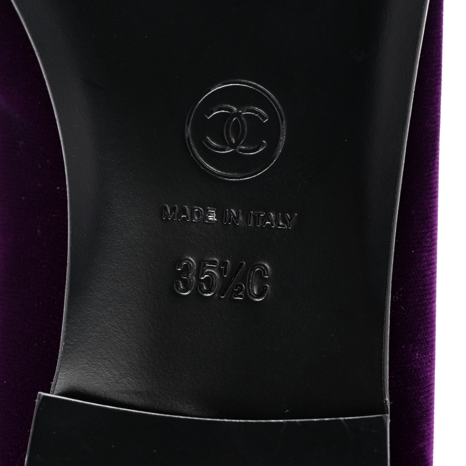 Chanel Velvet Cap Toe Ballerina Flats 35.5 Purple Black 7 of 10