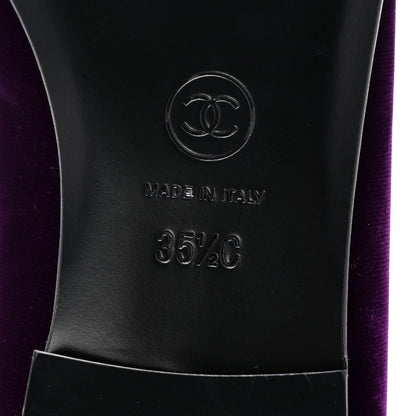 Chanel Velvet Cap Toe Ballerina Flats 35.5 Purple Black 7 of 10