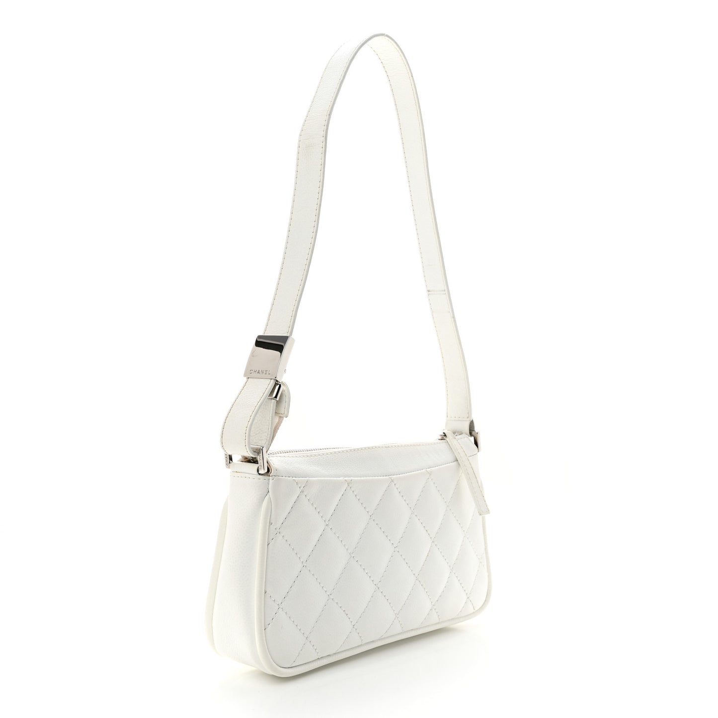 Caviar Quilted Timeless CC Shoulder Bag White