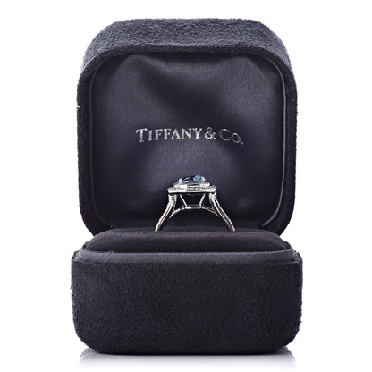 Tiffany Platinum Diamond Aquamarine Soleste Ring 49 5 6 of 6