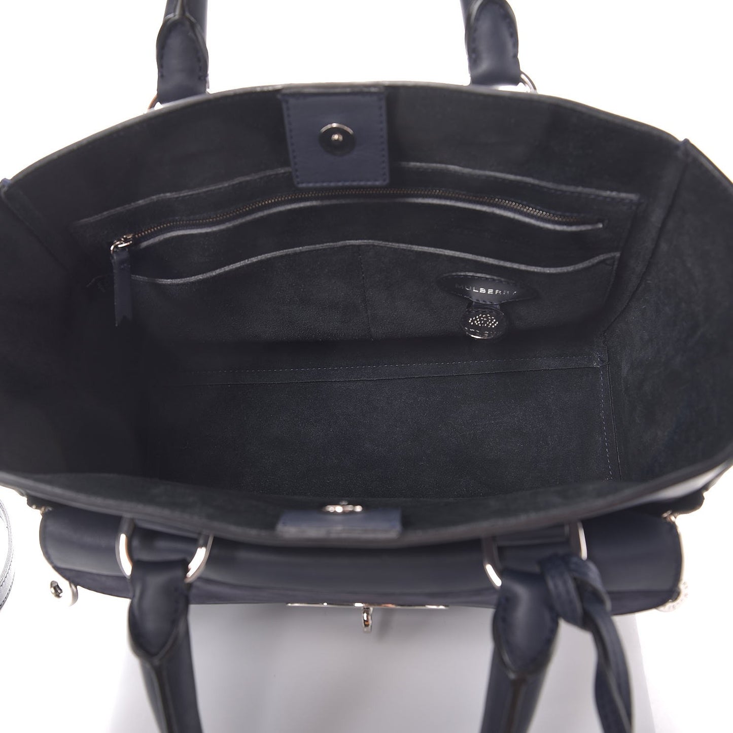 Silky Calf Nubuck Stripe Small Willow Tote Midnight Blue