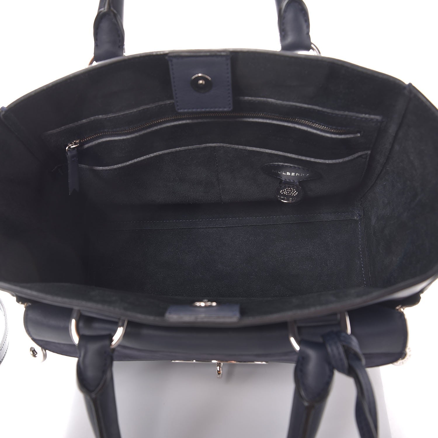 Mulberry Silky Calf Nubuck Stripe Small Willow Tote Midnight Blue 5 of 10