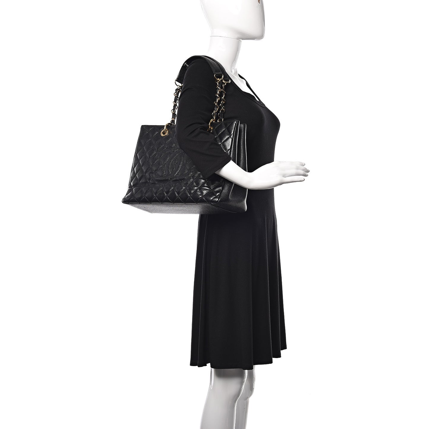 Caviar Quilted Grand Shopping Tote GST Black