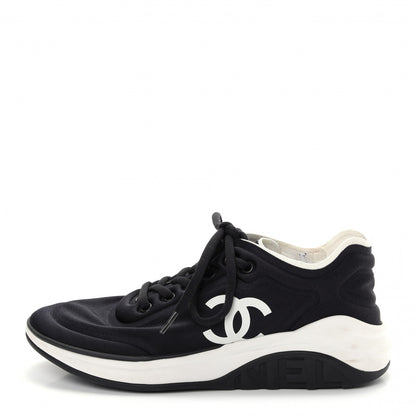 Chanel Lycra Womens CC Sneakers 38 Black 1 of 10
