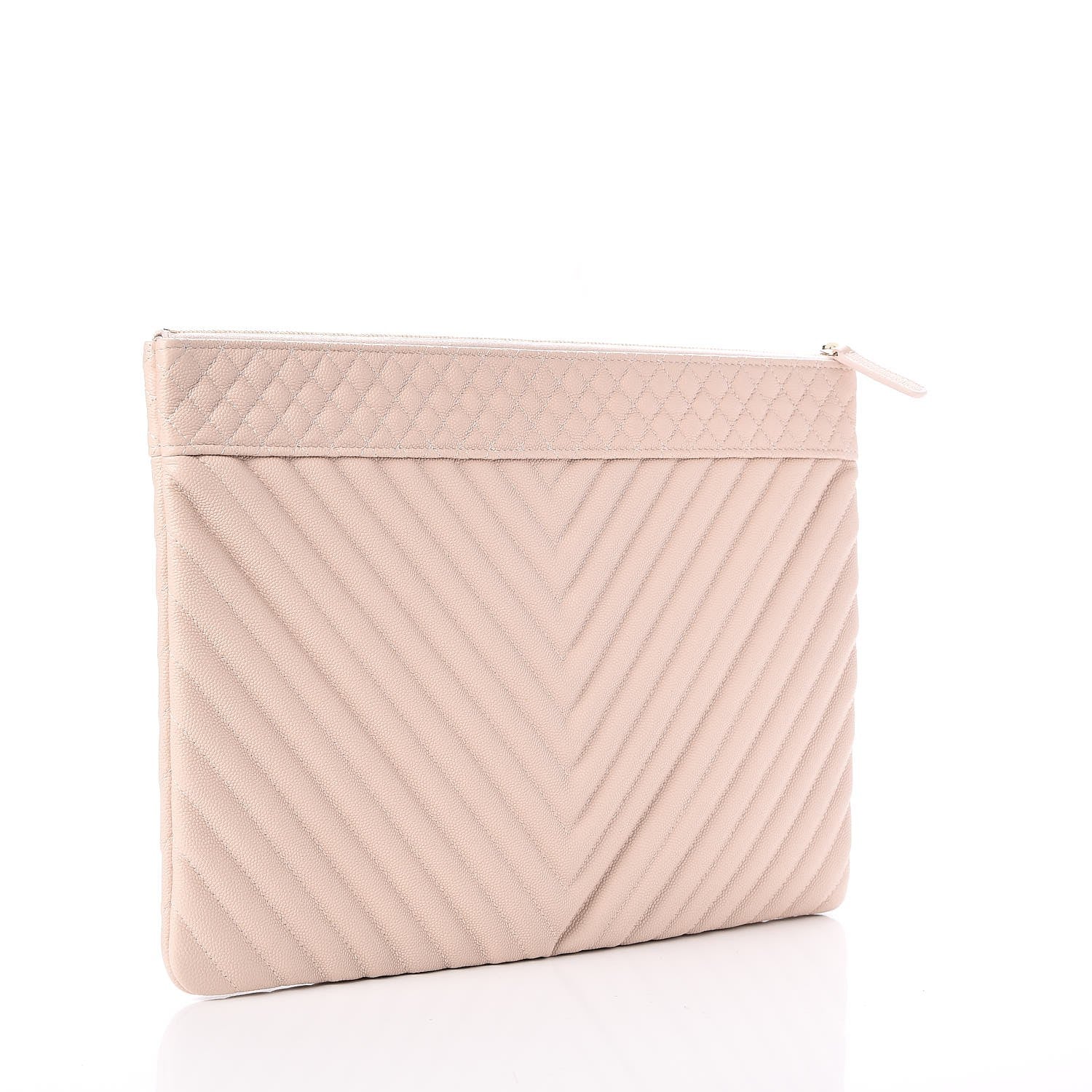 Chanel Caviar Chevron Quilted Large Cosmetic Case Light Pink 3 of 9