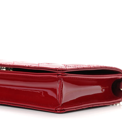 Christian Dior Patent Cannage Lady Dior Clutch Rouge Ceris 10 of 12