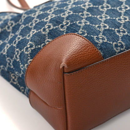 Gucci New Denim GG Monogram Medium Ophidia Shopping Tote Blue Tea Cuir 9 of 13