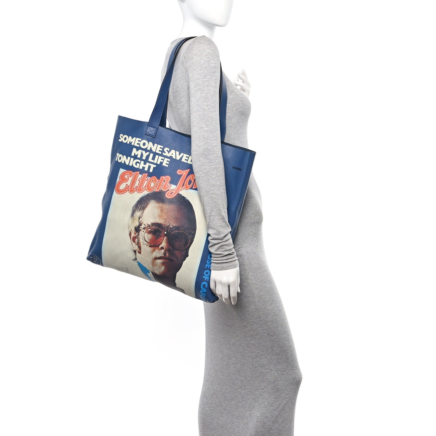 Calfskin Elton John Someone Saved My Life Tonight Large Tote Blue
