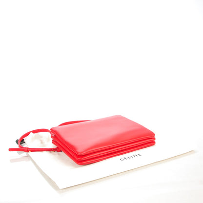 Celine Lambskin Large Trio Crossbody Bag Red 4 of 7