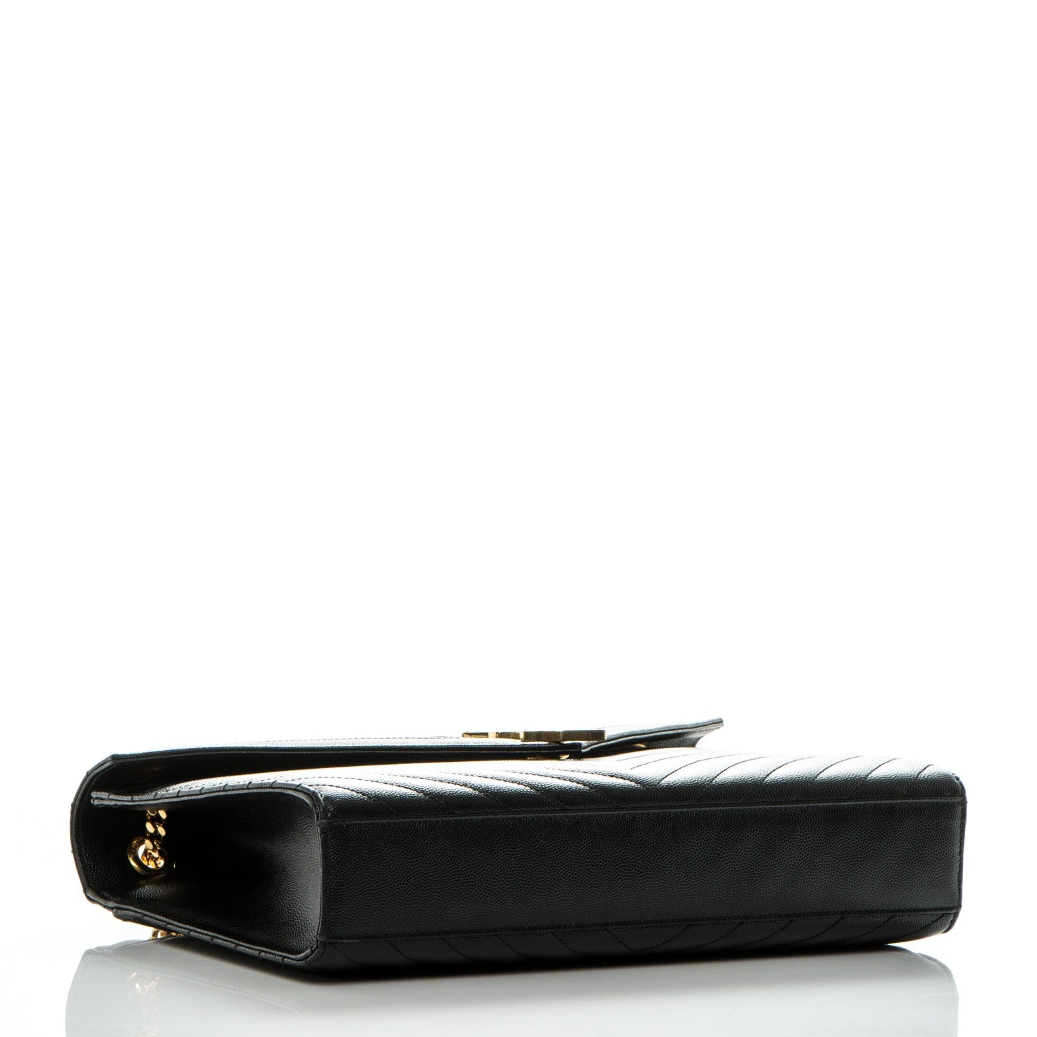 Saint Laurent Grain De Poudre Matelasse Chevron Large Monogram Satchel Black 4 of 7
