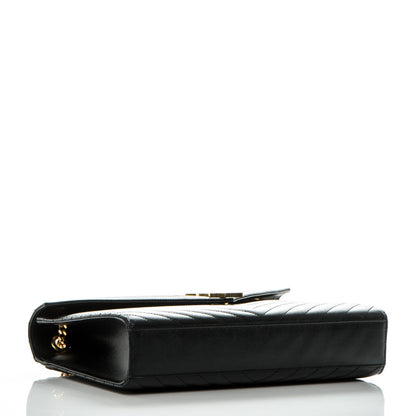 Saint Laurent Grain De Poudre Matelasse Chevron Large Monogram Satchel Black 4 of 7