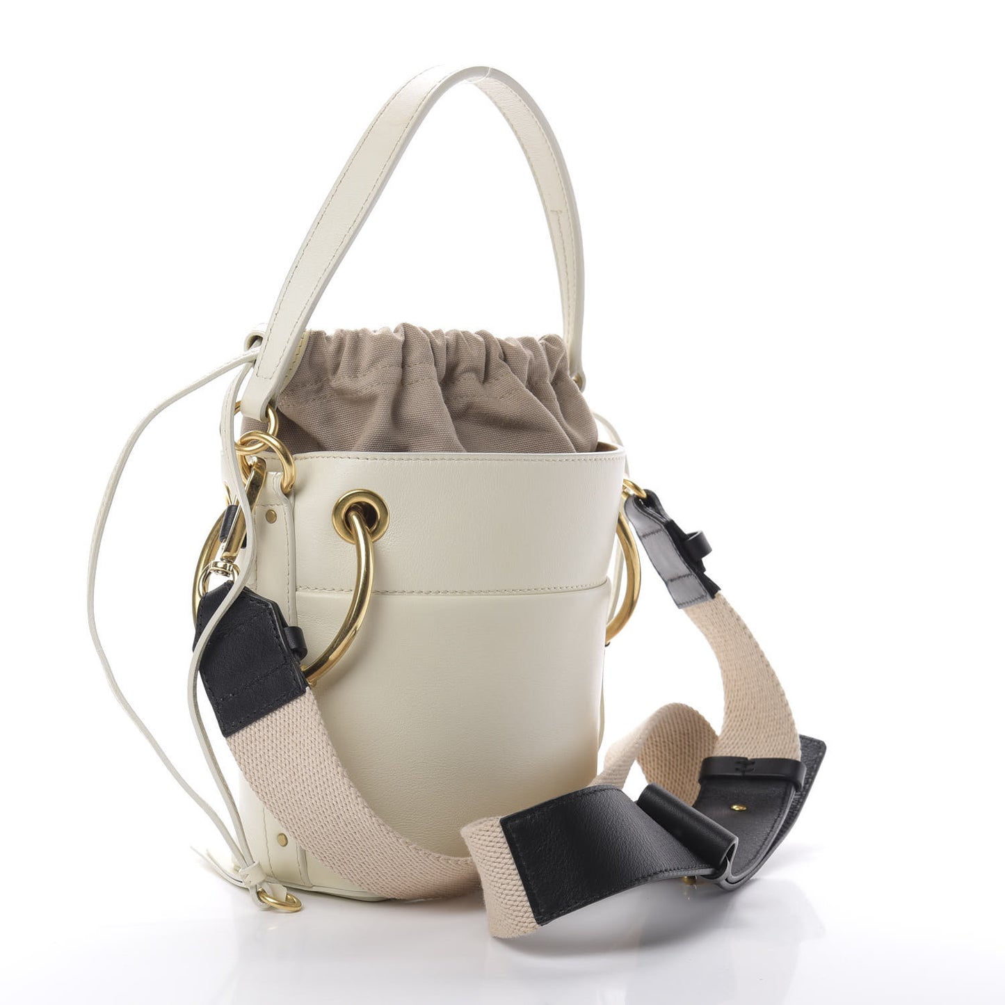 Smooth Calfskin Mini Roy Bucket Bag Natural White