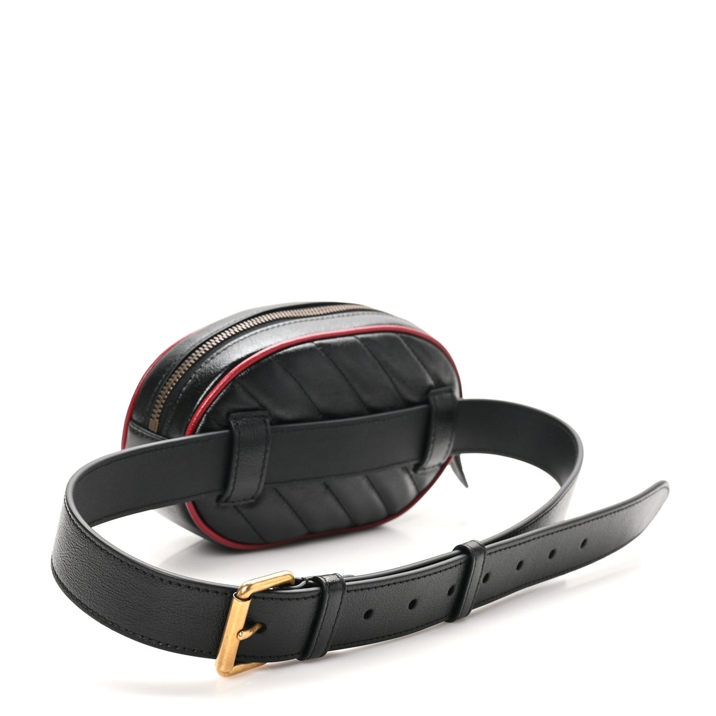 Azalea Calfskin Matelasse Diagonal Torchon GG Marmont Belt Bag 85 34 Black Romantic Cerise