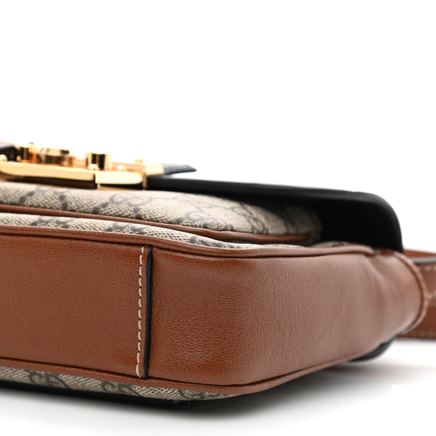 Gucci GG Supreme Monogram New Sakai Lux Calfskin Mini Padlock Flap Pocket Shoulder Bag Beige Ebony Black Cuir 10 of 10