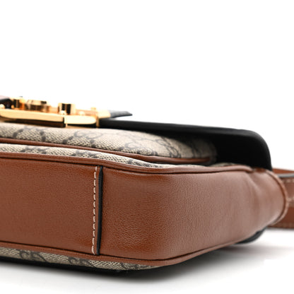 Gucci GG Supreme Monogram New Sakai Lux Calfskin Mini Padlock Flap Pocket Shoulder Bag Beige Ebony Black Cuir 10 of 10