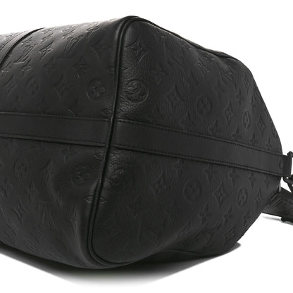 Louis Vuitton Calfskin Shadow Monogram Keepall Bandouliere 50 Black 9 of 9