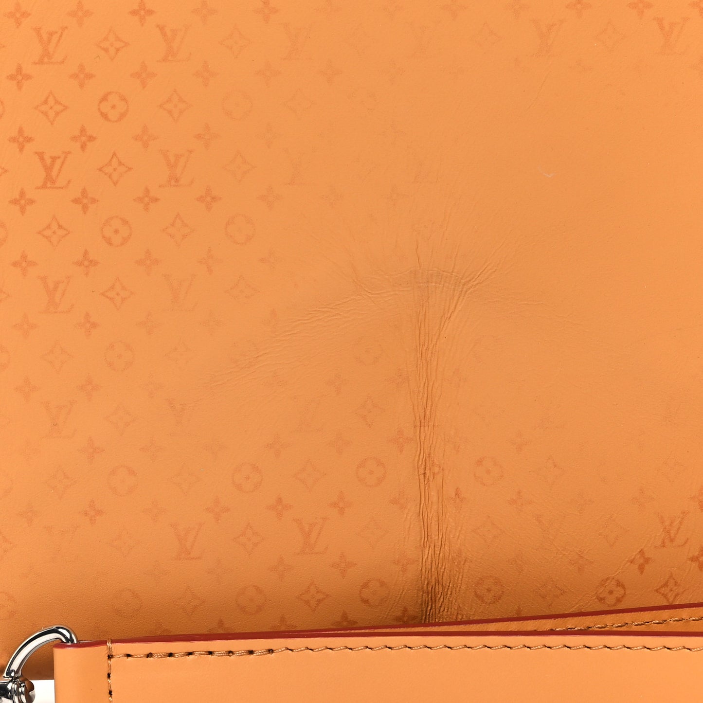 Calfskin Monogram Fortune Cookie Pouch Red