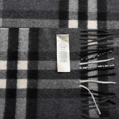 Burberry Cashmere Giant Check Fringe Scarf Grey 3 of 4