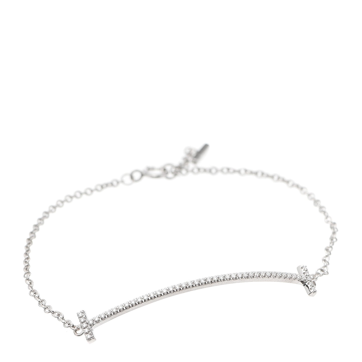 18K White Gold Diamond T Smile Bracelet