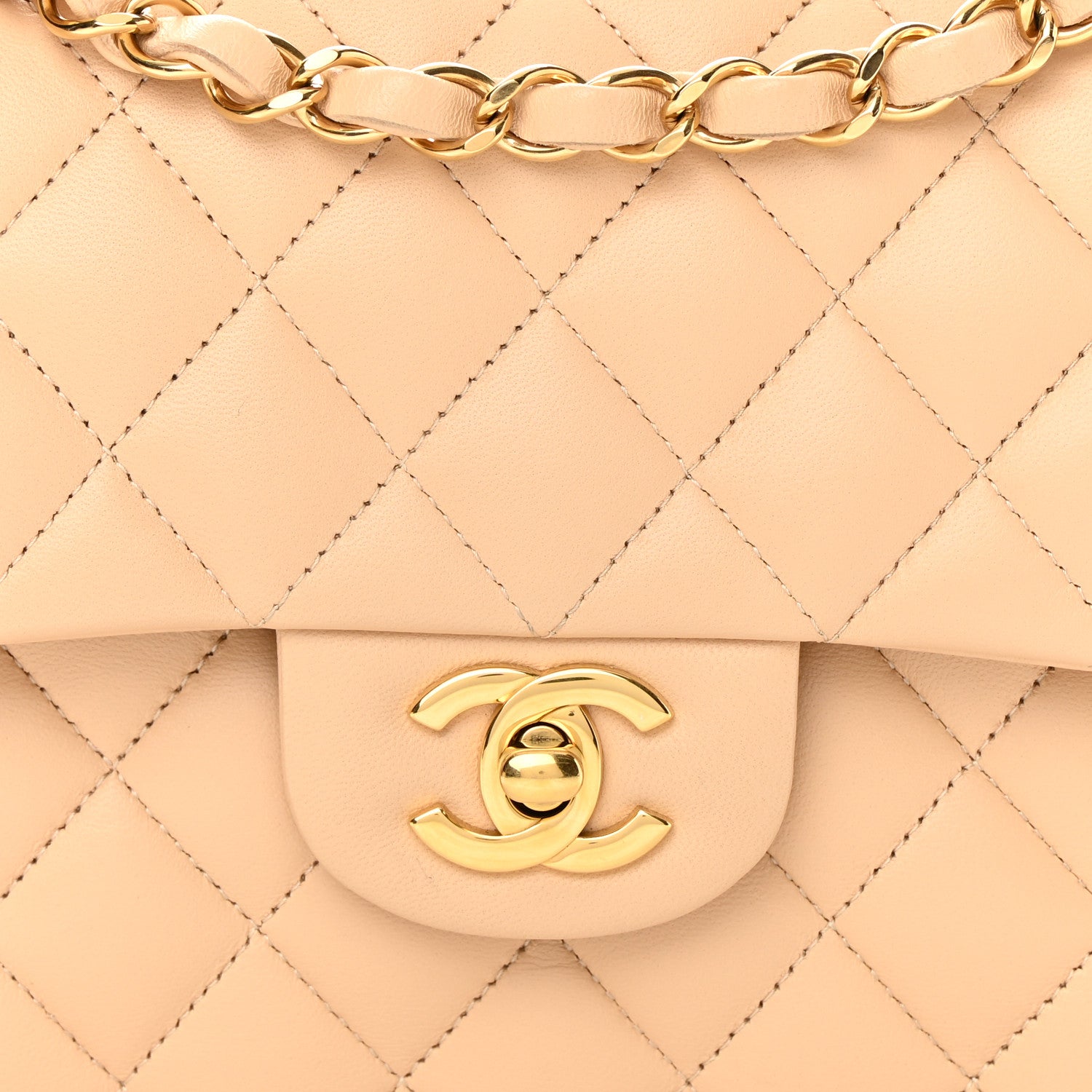 Chanel Lambskin Quilted Small Double Flap Beige 7 of 14
