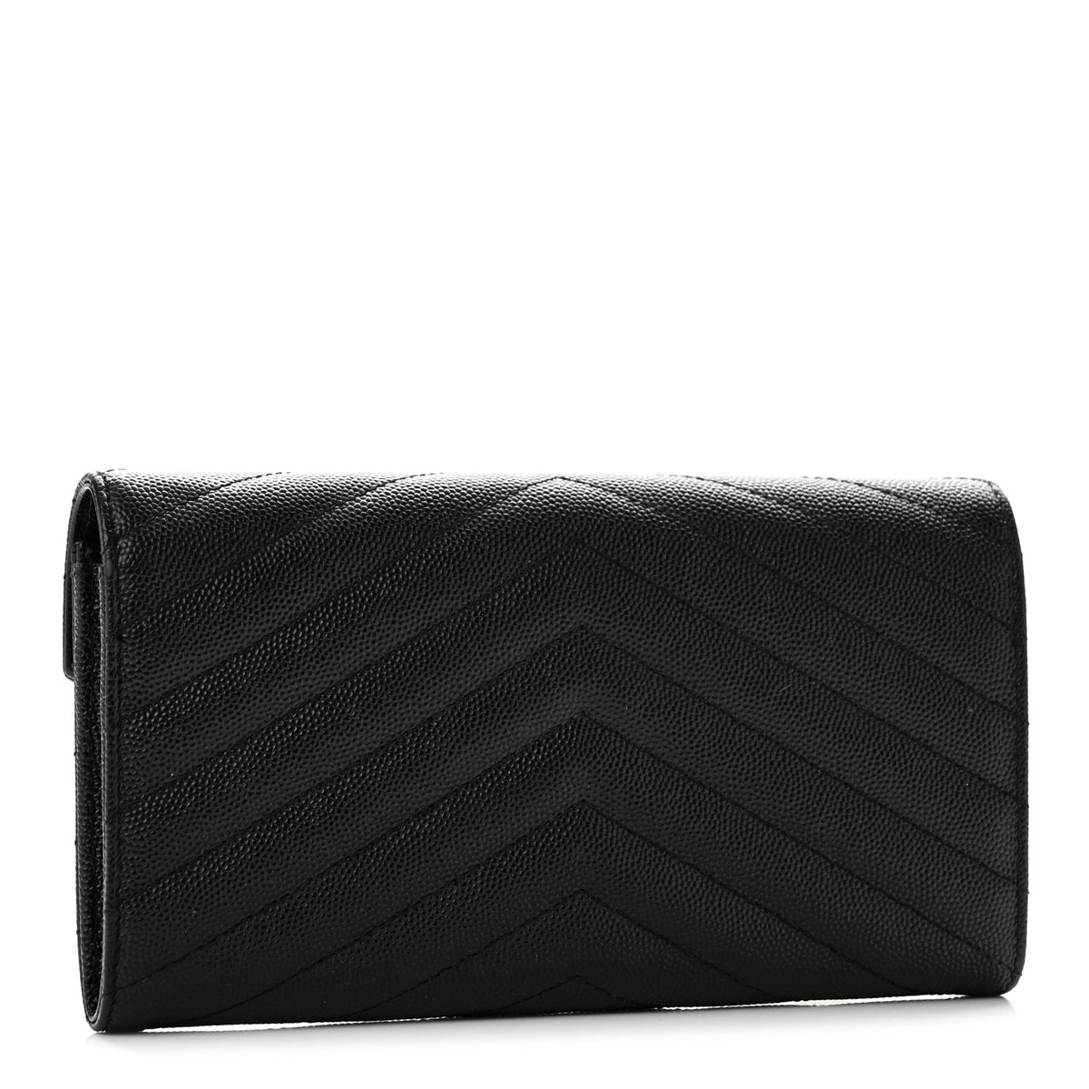 Grain De Poudre Matelasse Chevron Monogram Flap Wallet Black