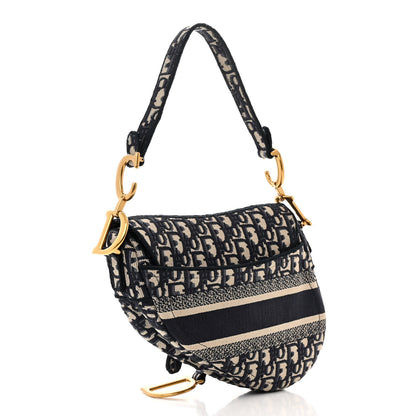 Christian Dior Oblique Embroidered Saddle Bag Blue 3 of 10