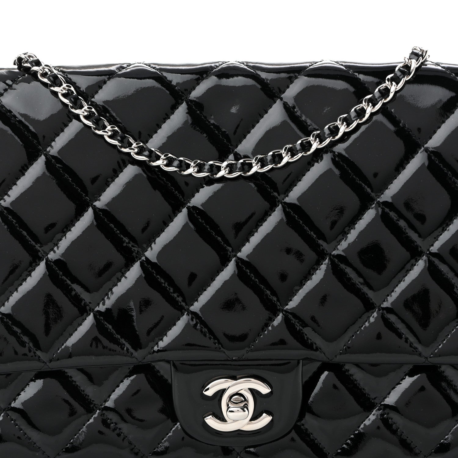 Chanel Patent Quilted Clutch with Chain Flap Black 8 of 11
