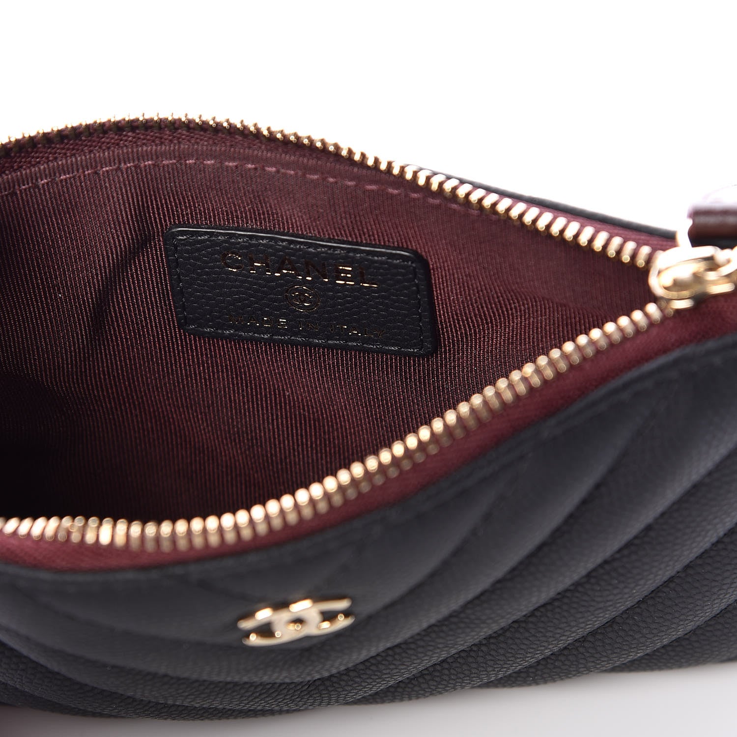 Chanel Caviar Chevron Quilted Small Cosmetic Case Black 8 of 10