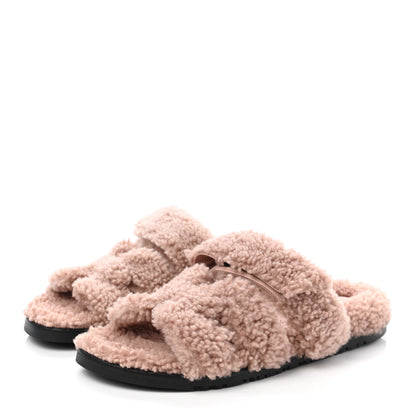 Hermes Woolskin Womens Chypre Sandals 39 Bois De Santal 3 of 8