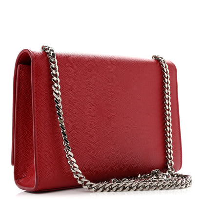 Saint Laurent Grain De Poudre Small Classic Monogram Kate Tassel Satchel Red 3 of 14