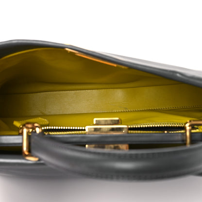 Fendi Vitello Morgan Shiny Nappa Medium Peekaboo Iconic Satchel Piombo Lime 5 of 8