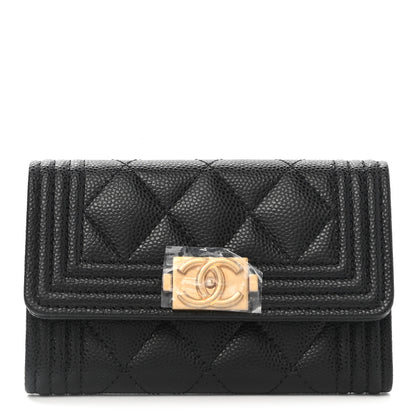 Chanel Caviar Quilted Boy Flap Card Holder Black 1 of 10